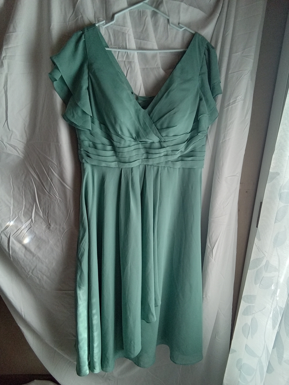Elegant V-Neck‎ Sage Green Women's Dress 18